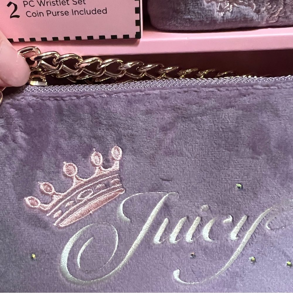 Juicy Couture Los Angeles NWT Dusty Violet Velour Wristlet & Coin Purse - Picture 4 of 9